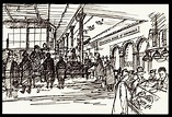 big 1964 art signed Victor Steinbrueck sketch Pike Place Market Seattle ...