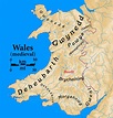 Map of Medieval Wales showing Gwynedd and Powys