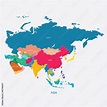 ASIA MAP WITH THE NAME OF THE COUNTRIES illustration vector Stock ...