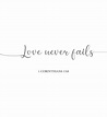 O amor nunca falha, amor, versículo bíblico, ilustração vetorial ...