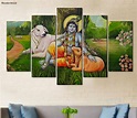 Buy Krishna Devine Art Laminated 5 Panels Wall Art Online in India at ...