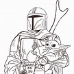 Baby Yoda And Mandalorian Coloring Pages - coloursheet
