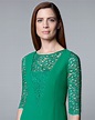 Lyst - Jaeger Lace and Crepe Dress in Green