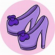Light purple fashionable high-heeled shoes, vector cartoon illustration ...