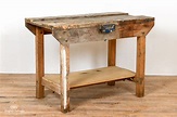 Reclaimed vintage wooden workbench