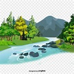 Ilustración De Dibujos Animados Pequeño Río Paisaje PNG ,dibujos ...