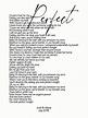 Perfect-Ed Sheeran Song Lyrics on Metal Print on Reclaimed | Etsy