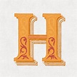 Capital letter H vintage typography style - Download Free Vectors ...