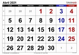 Calendario abril 2021 en Word, Excel y PDF - Calendarpedia