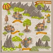 Fantasy adventure map for cartography with colorful doodle hand draw ...