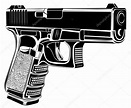 Pistola Glock pistola vector ilustración. Calibre 9. Logo del emblema ...