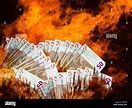 Los mercados de dinero o de moneda euro de fuego o en llamas. Mercado ...