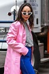 Cara Santana in Pink Long Coat – Out in Soho | GotCeleb