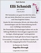 Traueranzeigen von Elli Schmidt | trauer.kreiszeitung.de