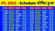 IPL 2022 Schedule - IPL 2022 Start Date, Schedule, Time Table - YouTube