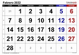 Calendario febrero 2022 en Word, Excel y PDF - Calendarpedia