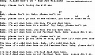 Song Baby, Please Don't Go by Big Joe Williams, song lyric for vocal ...