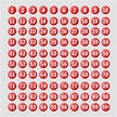 Colección de números del 1 al 99 dentro de círculos rojos concepto de ...