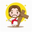 Jesus cristo com a cruz chibi ilustração do personagem de desenho ...
