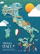 Mapa de italia atracciones vectorial e ilustración. | Vector Premium