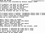 Dust My Broom, by The Byrds - lyrics with pdf