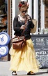 Helena Bonham Carter wears ruffled yellow skirt and gothic lace camisole in London | Daily Mail ...