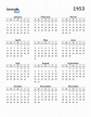 1953 Calendar (PDF, Word, Excel)