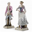 A PAIR OF MEISSEN FIGURES OF A GENTLEMAN AND COMPANIONLATE 19TH/EARLY ...