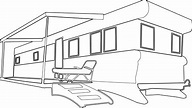 Mobile Home Clip Art Outline Best And House Sketch Coloring Page