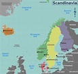 Большая карта регионов Скандинавии | Балтика и Скандинавия | Европа ...