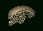 Xenomorph Alien Biomechanical Head - Print Ready 3D Model by alexkovalev