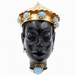 Italian 1950s Carved Ebony Turquoise Gold Moor's Head Charm Pendant ...