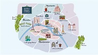 Mapa de los principales barrios de París