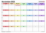 Calendario noviembre 2023 en Word, Excel y PDF - Calendarpedia