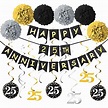 25th Anniversary Party Decorations Kit - Gold Glitter Happy Banner ...