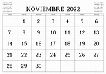 Calendario Noviembre 2022 Para Imprimir - Docalendario