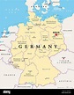 Alemania, mapa político. Estados de la República Federal de Alemania ...