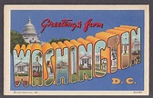 Greetings from WASHINGTON DC large letter postcard 1940s Curt Teich 2B ...
