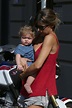 Elisabetta Canalis steps out with baby Skylar in extremely plunging ...