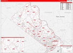 Bucks County, PA Zip Code Wall Map Red Line Style by MarketMAPS - MapSales