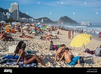People sunbathing, Copacabana beach, Rio de Janeiro, Brazil Stock Photo ...