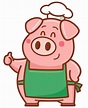 Cerdo cocinero de dibujos animados | Vector Premium