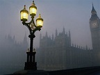 London in fog, lamp, city, london, lamp post, street, fog, HD wallpaper ...