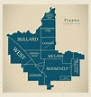 Mapa de la ciudad moderna - Fresno California ciudad de los Estados ...