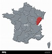 Mapa político de Francia con el Franco-Condado varias regiones donde ...