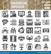 Interior Design Line Icon Set, Home Decoration Symbols Collection or ...