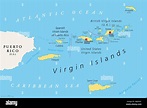 Mapa político de las Islas Vírgenes Británicas, España y de los Estados ...