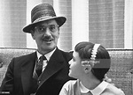 Candid of comedian Groucho Marx with his daughter Melinda sitting in ...