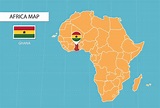 mapa de ghana en áfrica, íconos que muestran la ubicación y las ...