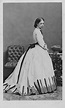 ca. 1865 Pauline Metternich wearing a vertically striped hem dress ...